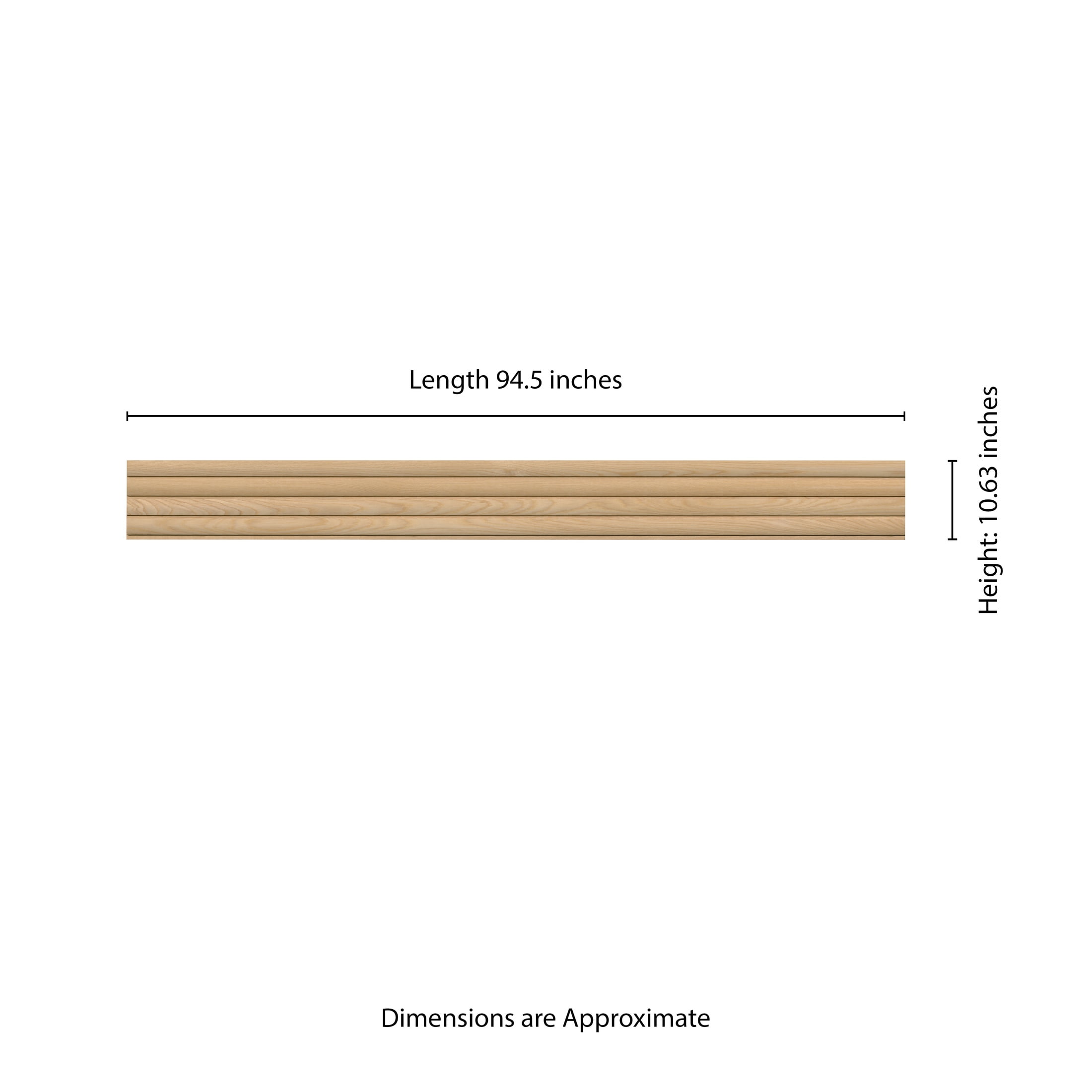 MSI 94.5 in. x 9.5 in. Natural 3D Fluted Wood Slat Acoustic Sound Absorbing Wall Paneling (Set Of 4)