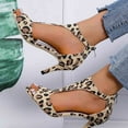 thumbnail image 5 of Womens Peep Toe Slingback Pumps High Heel Zipper Back Party Dress Shoes with Leopard Print, 5 of 5