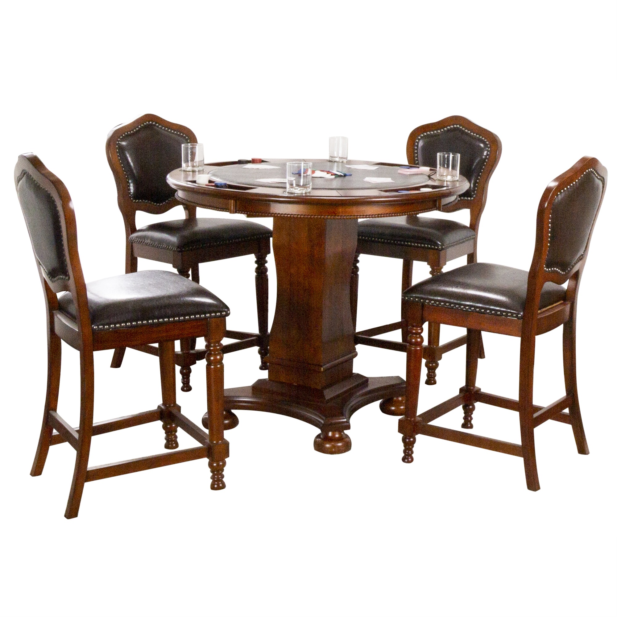 Sunset Trading Bellagio 5 Piece 42" Round Counter Height Dining, Chess