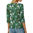 thumbnail image 5 of Fabrcox Crew Neck Womens T Shirts Graphic Christmas M-3xl Loose Fit 3/4 Sleeve Snowman Print Tee Tops Casual Pullover Three Quarter Sleeve Tshirts Dark Green XL, 5 of 5