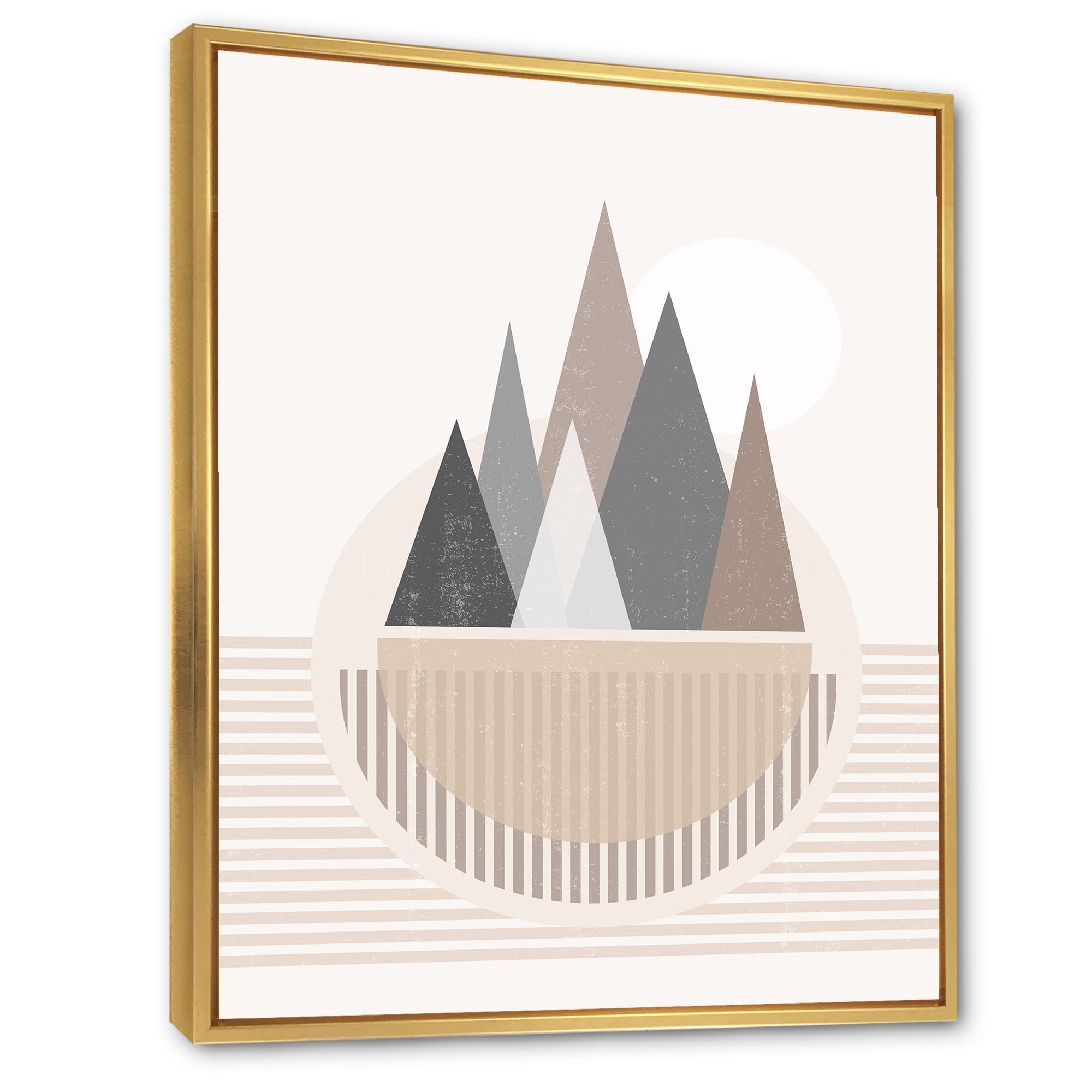 Designart 'Abstract Moon and Sun In Mountains III' Modern Framed Canvas Wall Art Print