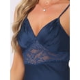 thumbnail image 6 of DARING DIVA Women's Satin Sheer Lace Design Adjustable Straps Nightgown L Blue, 6 of 8