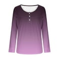 thumbnail image 6 of jobturf Henley Shirts for Women Casual Loose Pleated Front Tunic Tops Soft Comfy Basic Tees Fall Spring Fashion Gradient Long Sleeve Blouses, 6 of 6