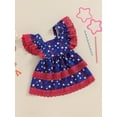 thumbnail image 3 of Bagilaanoe 4th of July Dress for Toddler Baby Girl Star Print Ruffle Sleeveless A-line Dresses 6M 12M 18M 24M 3T 4T Kids  Independence Day Patchwork Skirt, 3 of 8