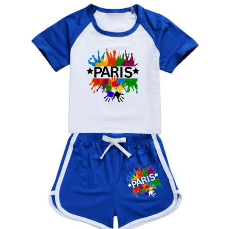 

TAIAOJING Girl Skirt Sets 2 Piece Outfits Summer Kid Boys Girls Soft Short Sleeve Shirt Top Blouse and Shorts Children Casual Two Piece Outfit Set Summer Outfits 12-13 Years