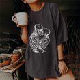 thumbnail image 1 of Puntoco Blusa de manga corta con estampado de calavera divertida vintage para mujer Puntoco Puntoco-3400, 1 of 9