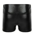 thumbnail image 2 of inlzdz Girls Sparkle Solid High Waist Biker Dance Short Gymnastics Volleyball Tumbling Athletic Shorts Black 4, 2 of 6