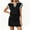 Black, variant on Women Color Block 2 Pieces Set Cap Sleeve V Neck Polo Tiops and Tennis Skirt Outfit Sets