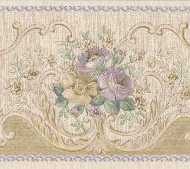 Home Décor Home & Living Gold Satin Victorian Floral Swag Wallpaper