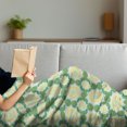 thumbnail image 3 of Ethnic Soft Flannel Fleece Throw Blanket, Mandala Inspired Silhouettes Concentric Motifs, Cozy Plush for Indoor and Outdoor Use, 70" x 90", Green Mustard White, by Ambesonne, 3 of 5