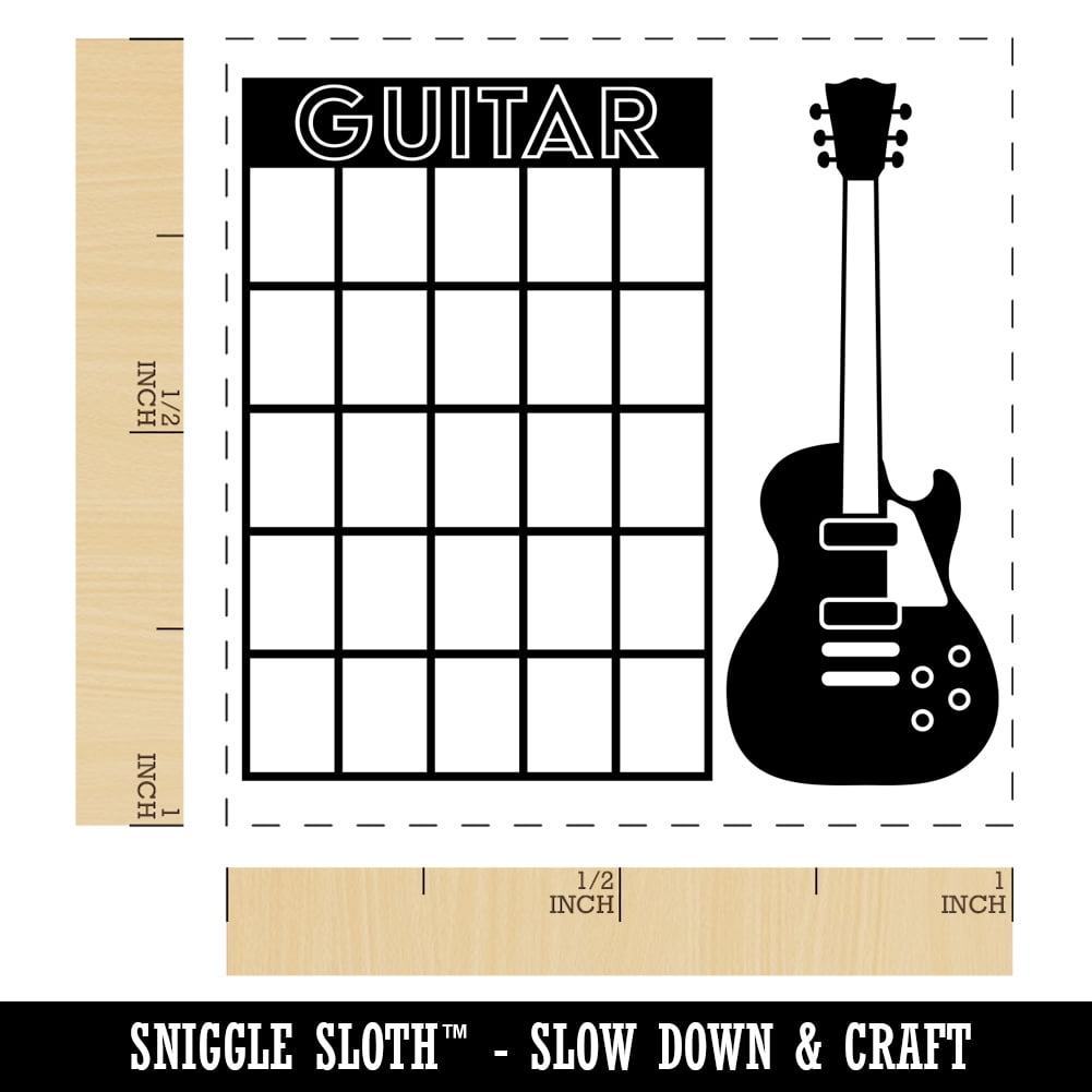 Electric Guitar Chord Chart Self-Inking Rubber Stamp Ink Stamper - Fuchsia Ink - Small 1 Inch