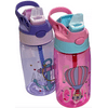 (2-Pack) ZIGIDO Kids Water Bottle for School, 16oz with Straw, ideal for Girls, Spill Proof & Dishwasher safe, BPA-Free, Sippy Cup with attractive design - Pink & Purple