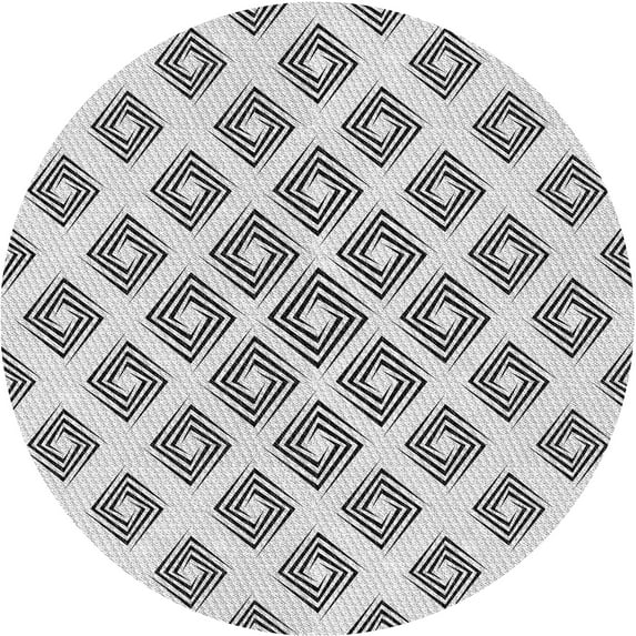 Ahgly Company Indoor Round Patterned Off-White Novelty Area Rugs, 7' Round
