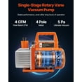 thumbnail image 4 of VEVOR 4 CFM 1/3 HP HVAC Single Stage Rotary Vane Vacuum Pump and Manifold Gauge Kit, 4 of 9