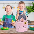 thumbnail image 2 of CoreLiving White Canvas Rabbit Ear Easter Basket, Soft Plush Bunny Tote Bag for Candy Gifts, Woven Handle Bucket for Egg Hunt Decorations and Party Storage, 2 of 6