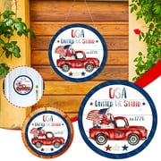 AURIGATE Jetec 4th of July Hanging Sign Independence Day Decoration American Flag Truck Decor Door Sign Wooden Hanging Truck Sign Plaque Decor for Room Front Door Porch
