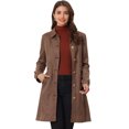 thumbnail image 1 of Abrigo de gamuza sintética para mujer Gabardina con cinturón y botones en la parte delantera de invierno Marrón Oscuro S, 1 of 5