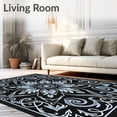 thumbnail image 2 of ODIKA 2'x3' Machine Washable Non-Slip Area Rug, Velvety Rosette Spiral Decorative Embellishment High Traffic Rug with Pad, Black, 575627, 2 of 8