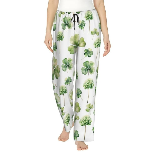 Fotbe St Patrick's Day3 Pantalones de Pijama para Mujer, Pantalones de Dormir, Pantalones Pj con Cordón y Bolsillos-Large