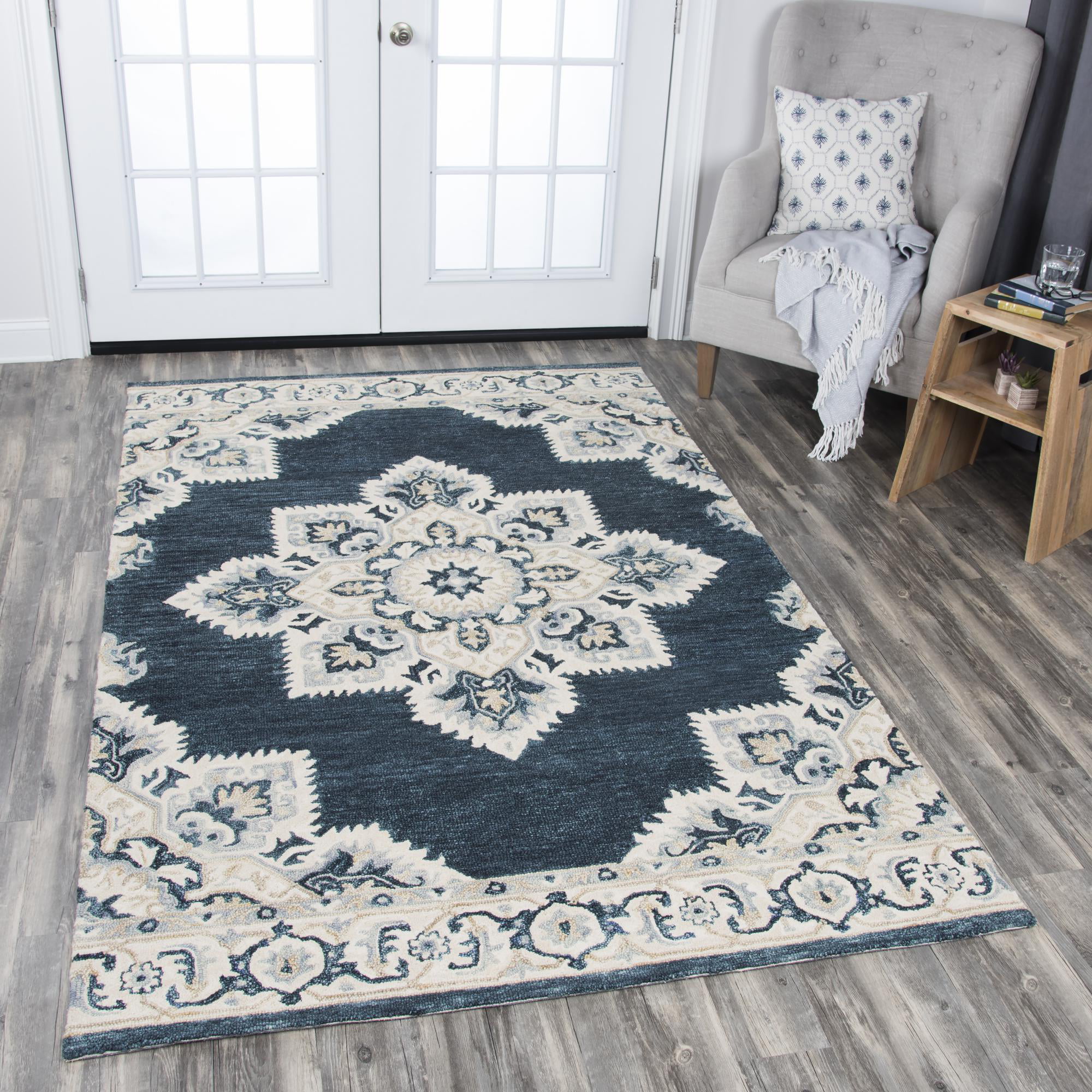 Rizzy Home Charming 3' x 5' Floral Ivory/Gray/Rust/Blue Hand-Tufted Area Rug 