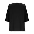 thumbnail image 6 of ABATAB Women Plus Size Cotton Linen Shirts Casual Lightweight Solid Color Tee Blouses Loose Fit Half Sleeve Collared Vacation Tops(X-Large,Black), 6 of 7
