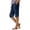 a-Blue28283, variant on Womens Elastic Waist Solid Color Linen Knee Length Capri Shorts With Pockets Loose Fit Split Hem Casual Culottes For Summer Daily Wear XL