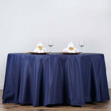 Efavormart Round Tablecloth 132 Inch Stain & Wrinkle Resistant Washable Table Cloth Decorative Polyester Fabric Table Cover for Banquet Wedding Dining- Navy Blue