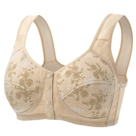 YHGFVOKJ Bras for Women Smoothing Light Strap Lined Ultra Light Underwear Front Button Seamless Push Up Vest Bra Padded Sports Bras for Women Beige 40