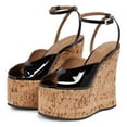 thumbnail image 2 of YDN Women's Peep Toe Wedge High Heels Buckled Ankle Strap Sandals Platform Cork Heel Shoes Themed Party Evening Size 16 Black, 2 of 5