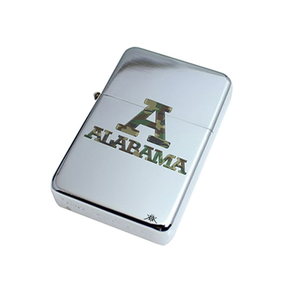 KuzmarK Silver Windproof Flip Top Lighter - Alabama Camouflage