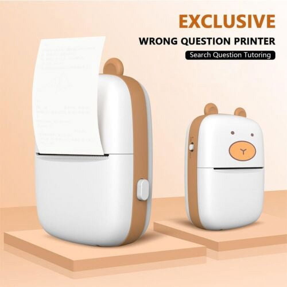 Portable Printer Mini Pocket Bluetooth Inkless Thermal Printer 1Rolls Paper