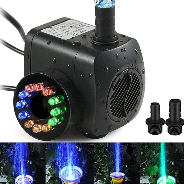 Submersible Fountain Pump wiht LED Light for Water Feature,Outdoor Pond, Small Pools, Aquarium