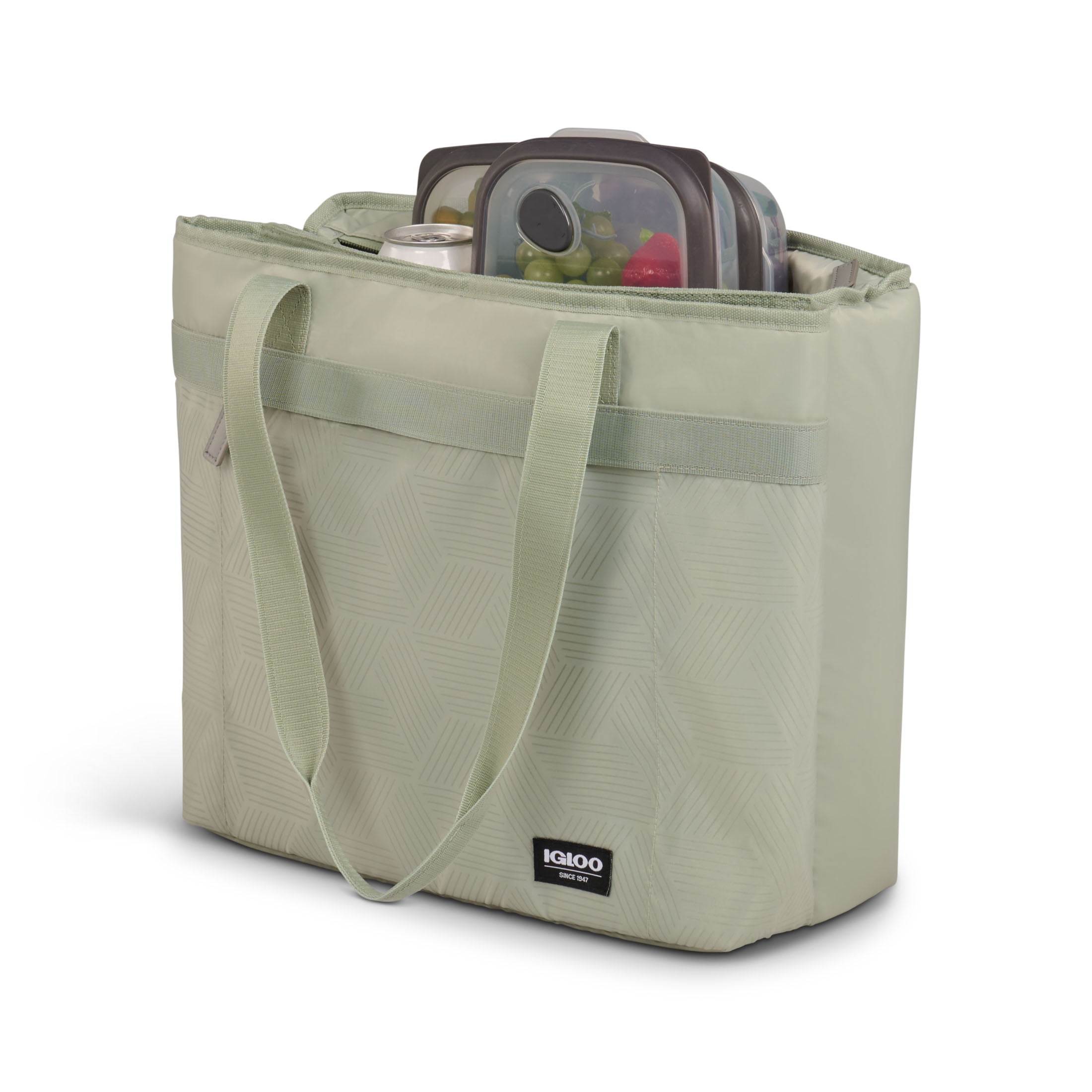 Igloo 20 Can Capacity Laguna for Her Zippered Dual Compartment Soft-Sided Tote Cooler Bag, Sage Green