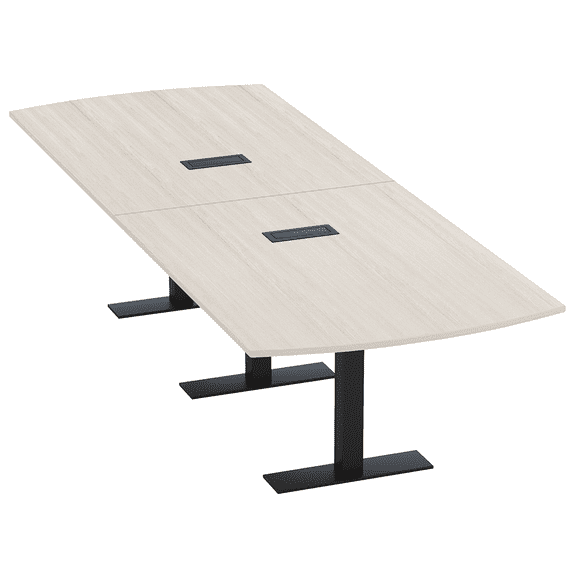 12 Person Powered Modular Arc Rectangle Conference Table Metal T-Bases