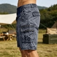 thumbnail image 5 of CIENVNSTG Men's Multi-Pocket Washed Cotton Cargo Shorts, Loose Fit Knee-Length Casual Shorts with Drawstring Hem Blue M, 5 of 8