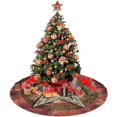 thumbnail image 4 of Round Christmas Tree Skirt Magic Witch Pentacle Baphomet Christmas Tree Mat Holiday Party Decorations 48", 4 of 5