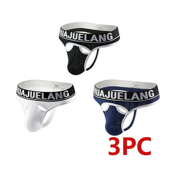 hoksml Mens Underwear Men's Briefs 3-piece Mesh Sexy Breathable Fashion Men's Thongs Mesh Underwear Clearance