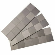 Aspect Peel and Stick Backsplash 12in x 4in Square Stainless Matted Metal Tile for Kitchen and Bathrooms (3-Pack)