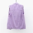 thumbnail image 7 of CUZIBR Spring Tops For Women Jean Coats Sleeveless Button Down Solid Color Vintage Denim Shirt Vest Ripped Distressed Loose Denim Jacket Waistcoat With Pockets Fashionable Dailywear,Purple,XL, 7 of 7
