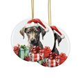 thumbnail image 2 of DistinctInk Hanging Ceramic Christmas Tree Ornament with Gold String - Great Gift/Present - 2 3/4 inch Diameter - Azawakh Puppy Drawing Design, 2 of 3