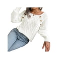 thumbnail image 4 of Franhais Women  Casual Sweater Solid Colour Long Sleeve Pullover Knitted Jumper Crewneck Loose Fit Autumn Winter Warm Keeping Knitwear Sweater Outfits (S-L), 4 of 6