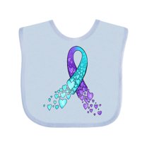 Inktastic Suicide Prevention Ribbon with Blue and Purple Hearts Boys or Girls Baby Bib