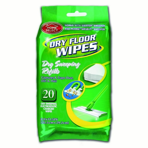 Home Select Dry Floor Wipes, 20 Ct