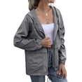 thumbnail image 4 of Women's Waterproof Raincoat Lightweight Rain Jacket Hooded Windbreaker with Pockets for Outdoor, 4 of 9