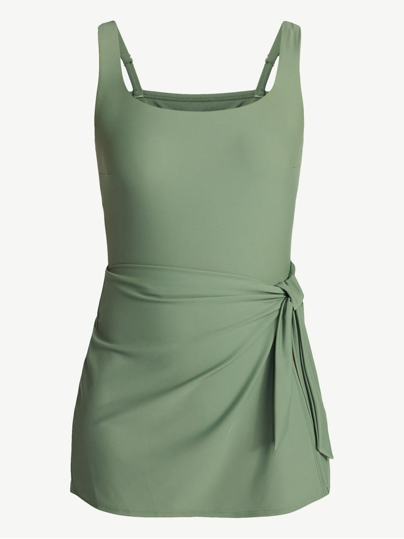 green plus size wrap dress Mac Duggal - Green Chiffon Bishop Sleeve Surplice Dress (Plus)