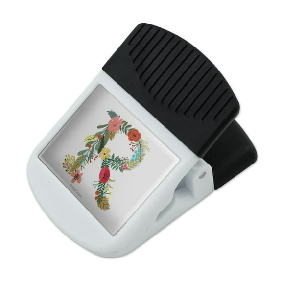 Letter R Floral Monogram Initial Refrigerator Fridge Magnet Magnetic Hanging Hook Note Snack Clip
