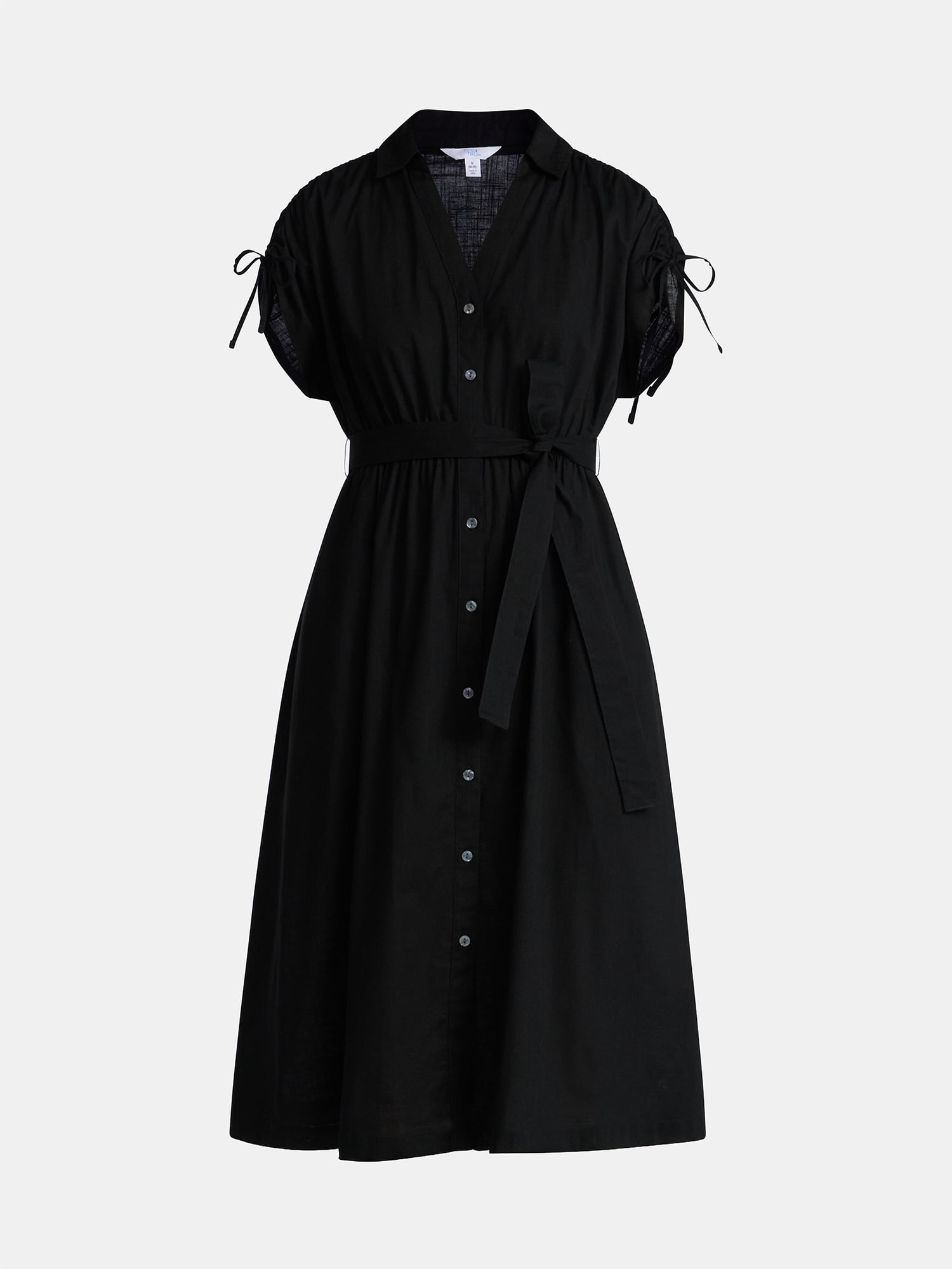 Time and Tru Women's Tie Front Button Down Shirt Dress, Sizes XS-XXXL