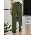 thumbnail image 3 of Weardear Women's Casual Straight Leg Pants High Waisted Button Down Stretchy Business Work Trousers with Multiple Pockets, 3 of 7
