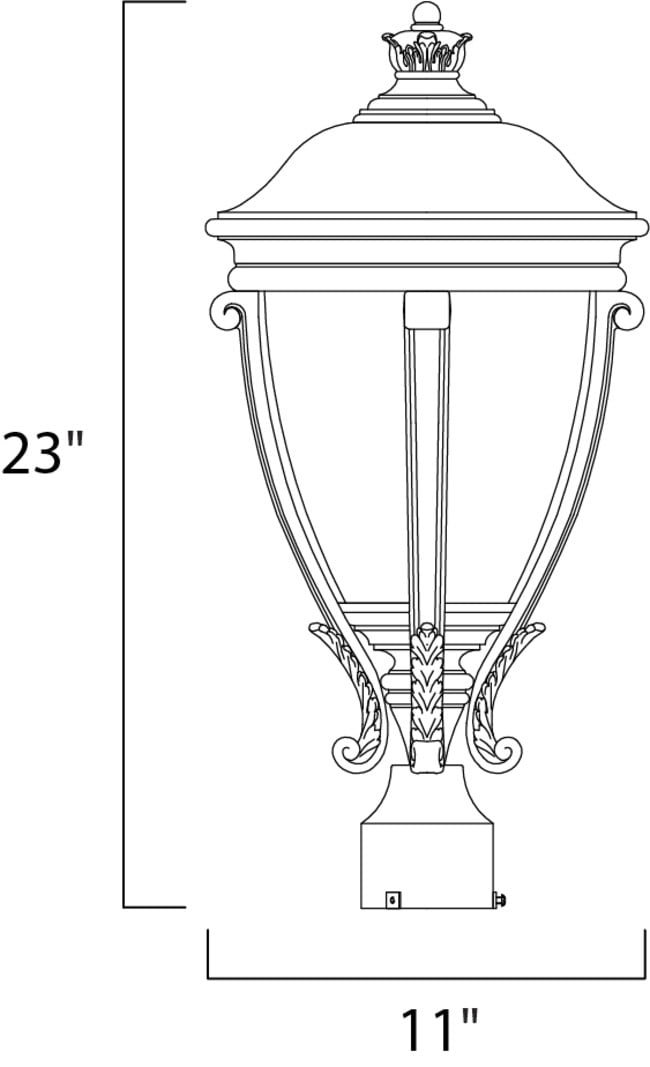 Maxim Camden VX Three Light 23-Inch Outdoor Post Light - Black - 41421WGBK