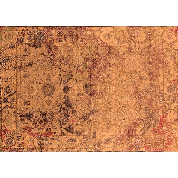 Ahgly Company Indoor Rectangle Oriental Orange Industrial Area Rugs, 2' x 4'